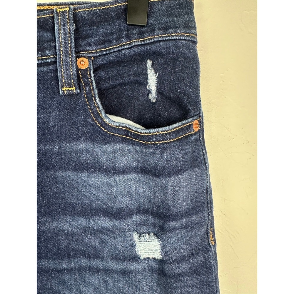 Levis Ribcage Straight Ankle Jeans Dark Distressed High Rise 26x27 72693-0133 - Picture 11 of 16